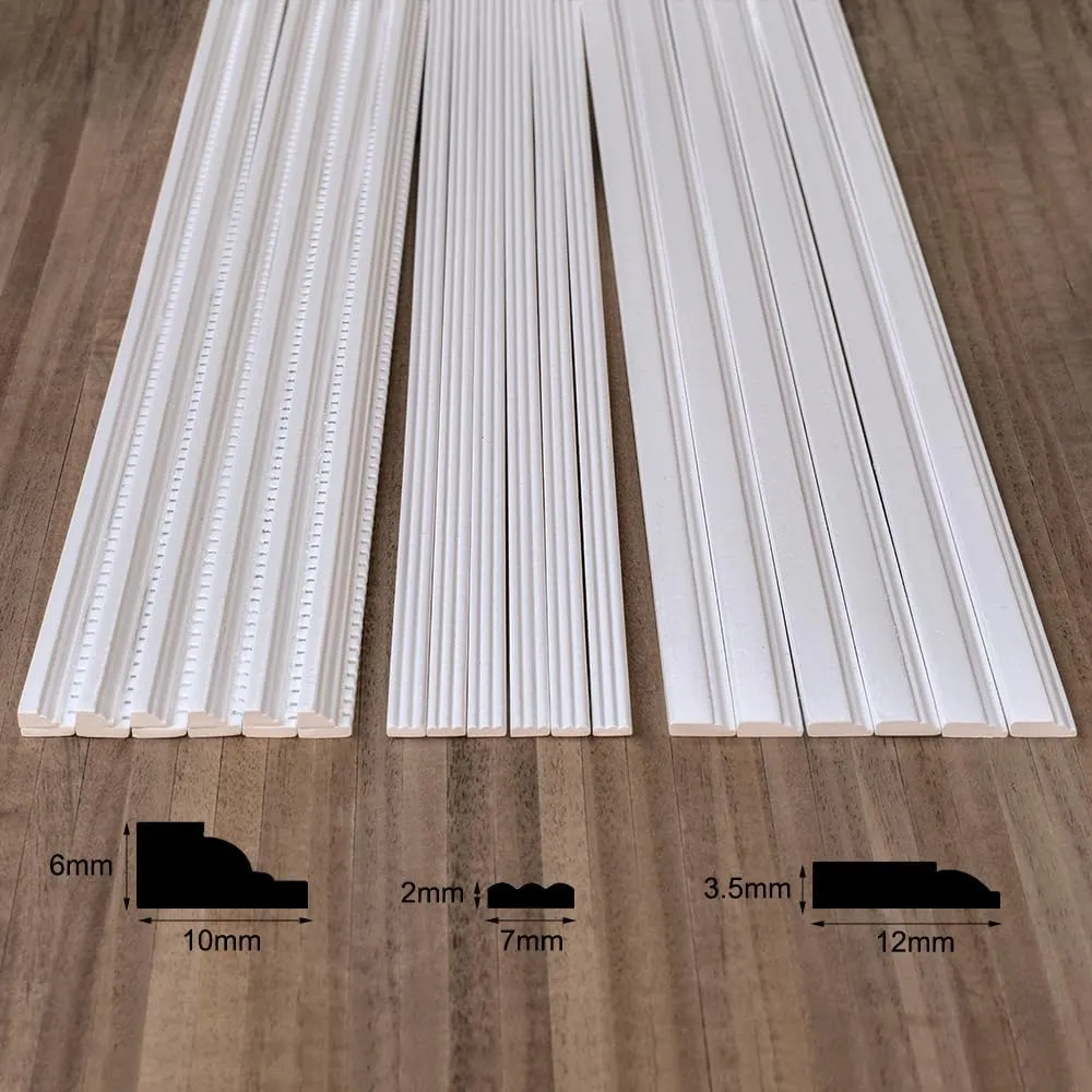 Long 18pcs (Luxurious White) iLAND Miniature Dollhouse Accessories on 1:12 Scale, Wooden Dollhouse equestrian linguist Trims & Skirting Board & Moulding Cornice 17?? 