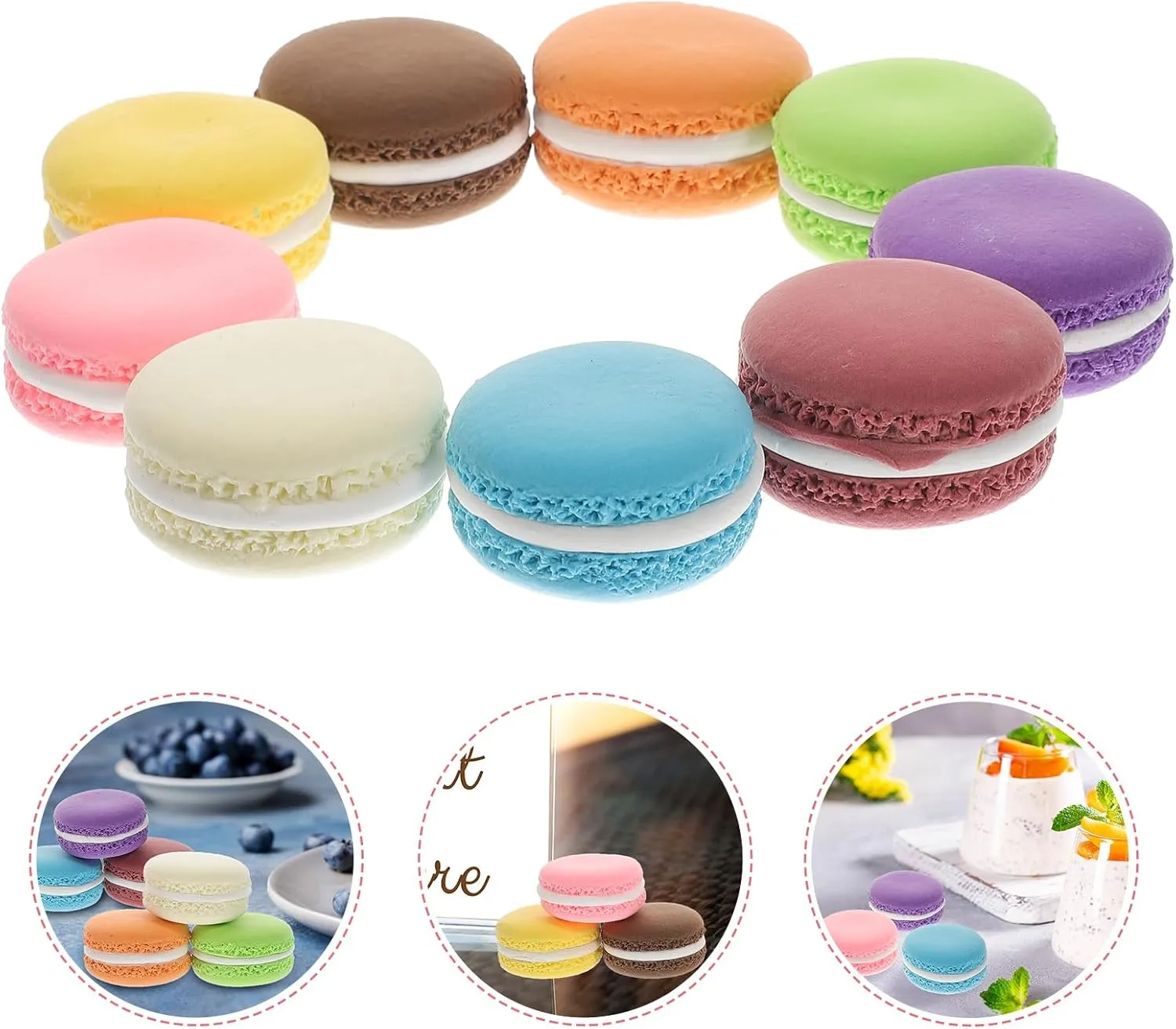 Macaroon Fake Cake Food Model Realistic French Dessert Clay Fake Macaron Photography Props Fake Dessert Protein 9pcs Cake Model Desk lens lopsided zigzag studio approve top Decor para Cupcakes Mini Cake 