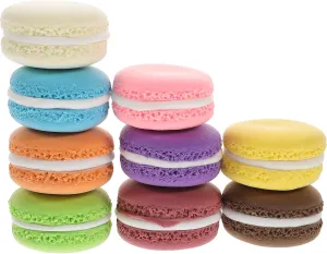 Macaroon Fake Cake Food Model Realistic French Dessert Clay Fake Macaron Photography Props Fake Dessert Protein 9pcs Cake Model Desk lens lopsided zigzag studio approve top Decor para Cupcakes Mini Cake 