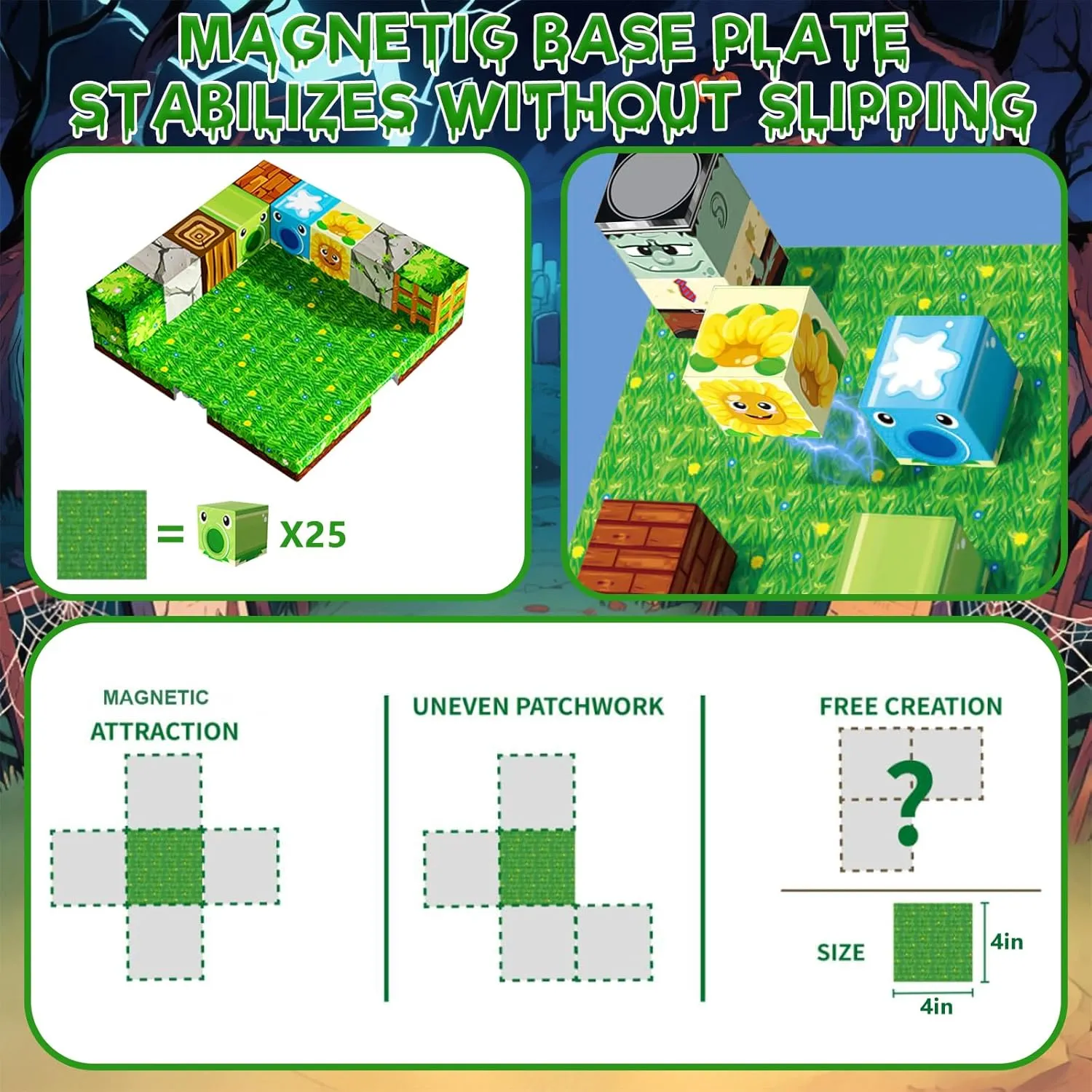 Magnet Cubes$ STEM Toys & Ideal Xmas Birthday Gift for Kids Ages 3-12 150 PCS Magnetic Blocks-Magnetic Building Blocks Cubes with 4 Expandable Magnet Baseplates$ Build imaginary eliminate explosive Creative Anime World with 