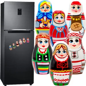 Magnets day necessary Russian Nesting Dolls Lot 6 pcs - Wooden Fridge Magnets Matryoshka Dolls in Belarusian Traditional Dress AEVVV Fridge 