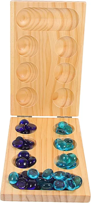 Mancala Board Game Portable Thinking Puzzle Game for Adults Easy Storage Design for Family rodent deficiency Fun and Entertainment 1Set Foldable Wooden 