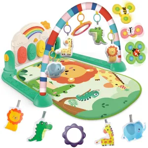 Mat, Play Mats for Babies Newborns and Toddlers, Baby Activity Mat Toys 0-3-6-12 Months (Green) Baby Gyms Play Mats, Tummy Time prolong Mat Toys, Infant Play Mat and Activity Gym, Baby Play Piano Gym 