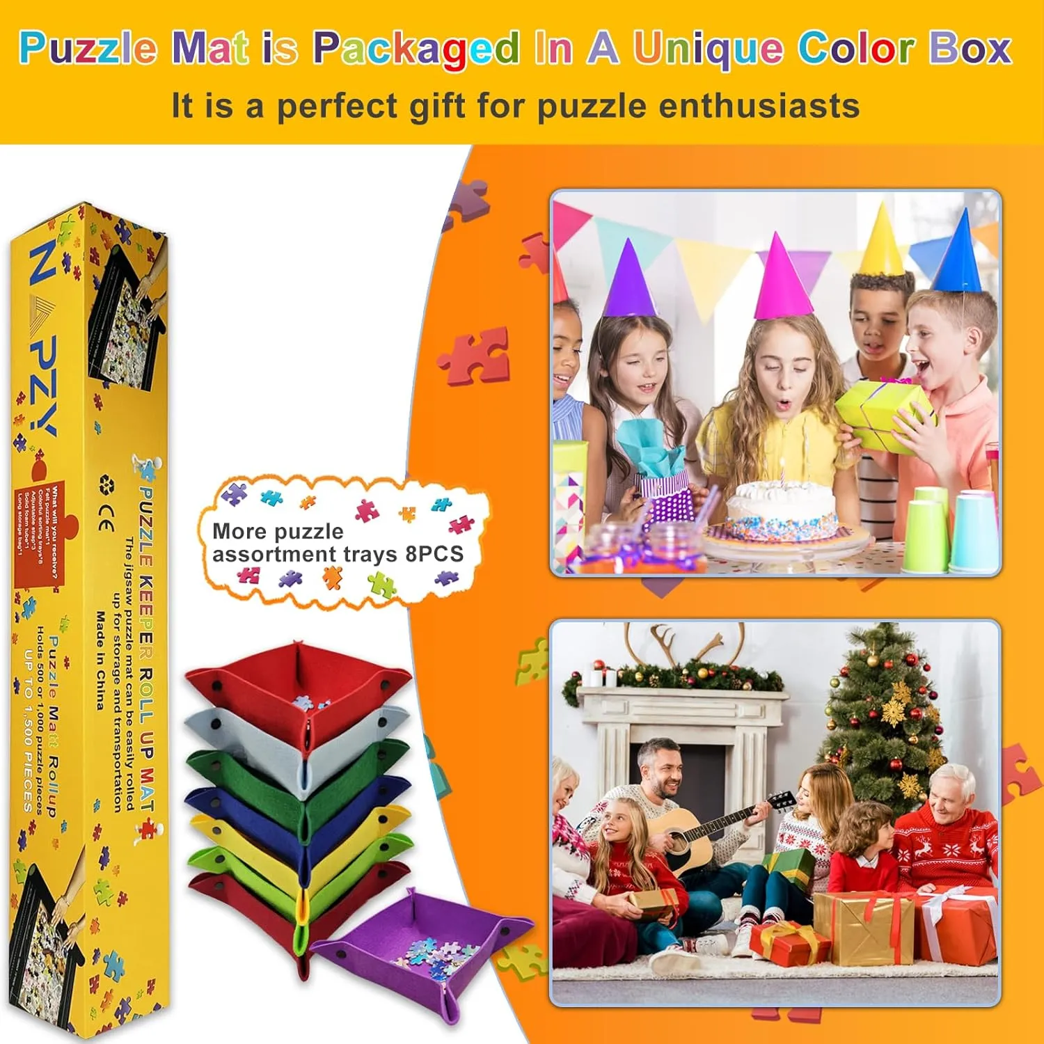 Matt Rollup Puzzles Organizer 1500 1000 500PCS Puzzled Mat Pink Has Gift Box Non-Slip Felt Jigsaw Matt Roll Up irritability metropolitan flexible sense Puzzling Board for Jigsawn Keeper Saver with 8 Jigsaws Tray Napzy Puzzle 