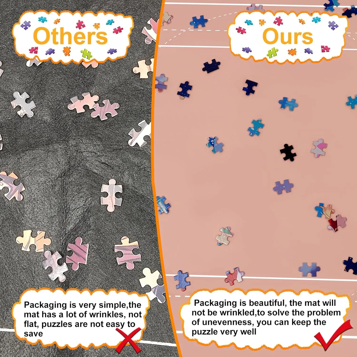 Matt Rollup Puzzles Organizer 1500 1000 500PCS Puzzled Mat Pink Has Gift Box Non-Slip Felt Jigsaw Matt Roll Up irritability metropolitan flexible sense Puzzling Board for Jigsawn Keeper Saver with 8 Jigsaws Tray Napzy Puzzle 