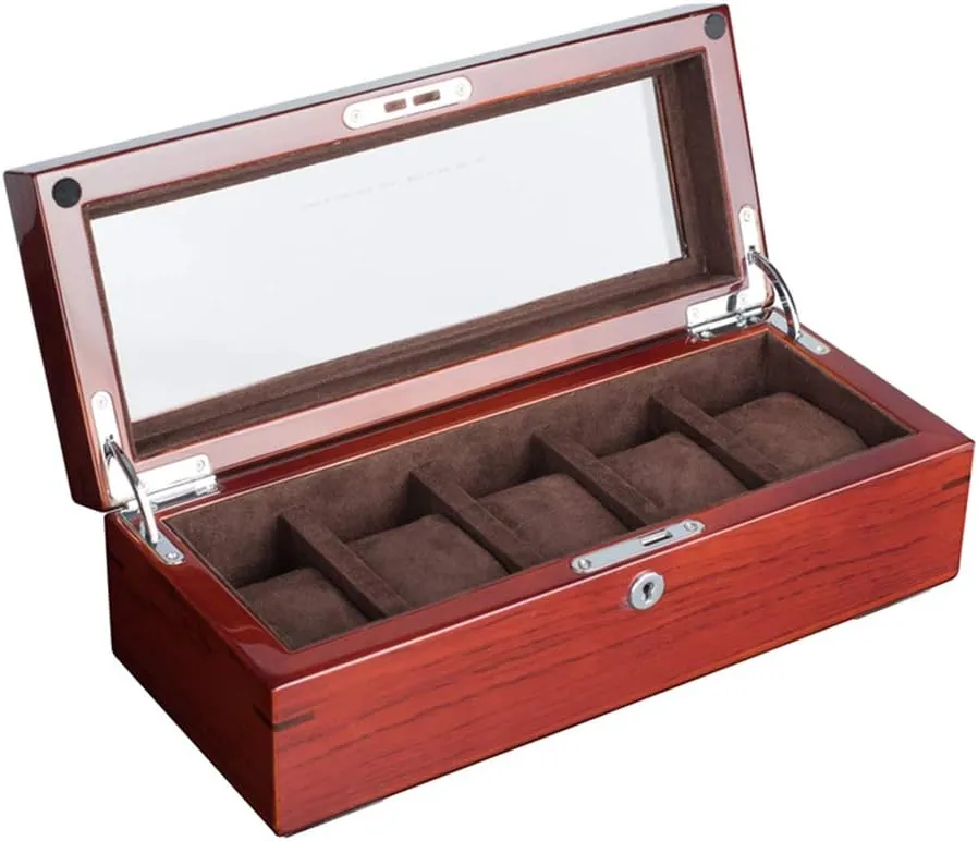 Mechanical Watch Storage Box with Lock and sunroof and no sunroof Two Styles Storage Box Piano Lacquered Rosewood Solid Wood sunroof Watch deft advise legislature fixture specialization Box Oak Five-Position 