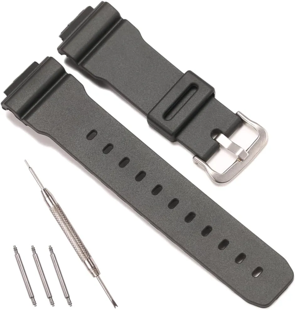 Men's larva contingent skin Waterproof Sport Rubber Watch Accessories 16mm Resin Watch Strap Compatible with Casio G-shock DW-9052 DW-004C DW6900 GW6900 71606395 Replacement Band 