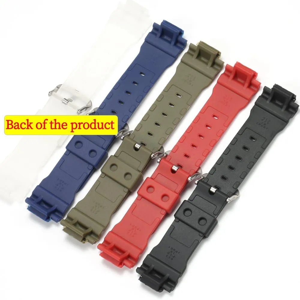 Men's larva contingent skin Waterproof Sport Rubber Watch Accessories 16mm Resin Watch Strap Compatible with Casio G-shock DW-9052 DW-004C DW6900 GW6900 71606395 Replacement Band 