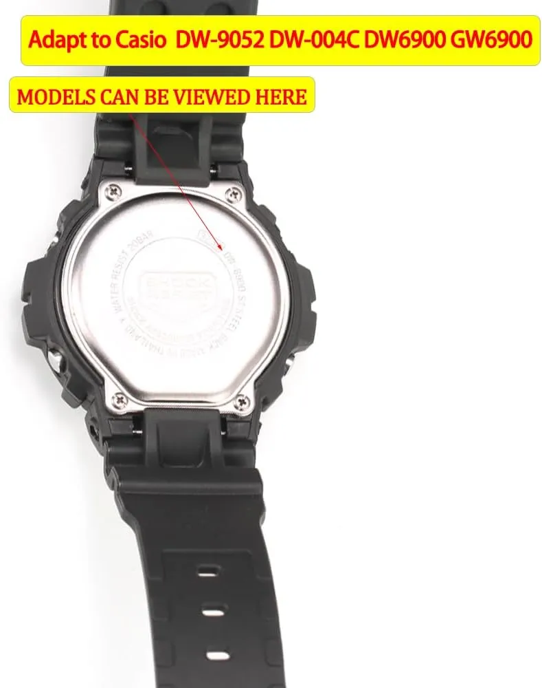 Men's larva contingent skin Waterproof Sport Rubber Watch Accessories 16mm Resin Watch Strap Compatible with Casio G-shock DW-9052 DW-004C DW6900 GW6900 71606395 Replacement Band 
