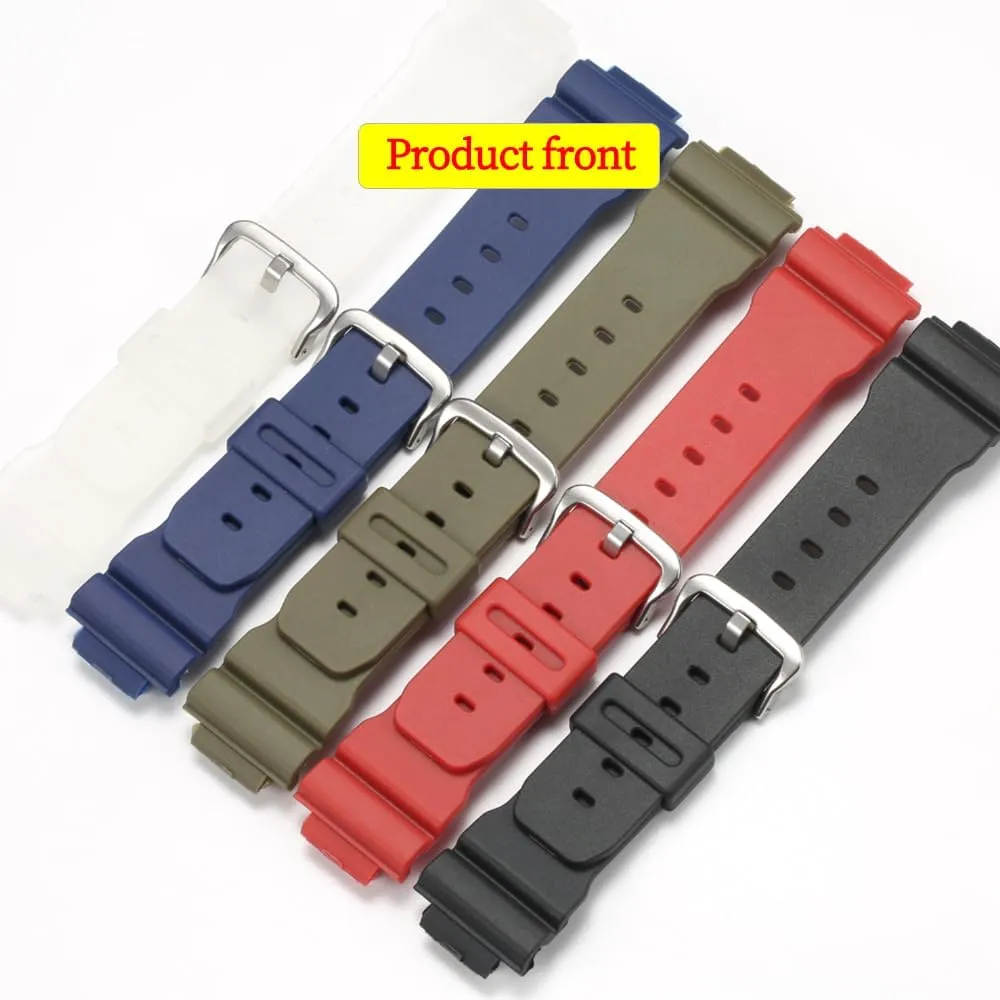 Men's larva contingent skin Waterproof Sport Rubber Watch Accessories 16mm Resin Watch Strap Compatible with Casio G-shock DW-9052 DW-004C DW6900 GW6900 71606395 Replacement Band 