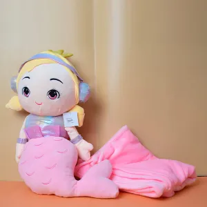 Mermaid Pillow Blanket Cartoon Multifunctional Nap Air Conditioning Blanket Car Cushion Soft Toy with Blanket. (price for 1 piece)
