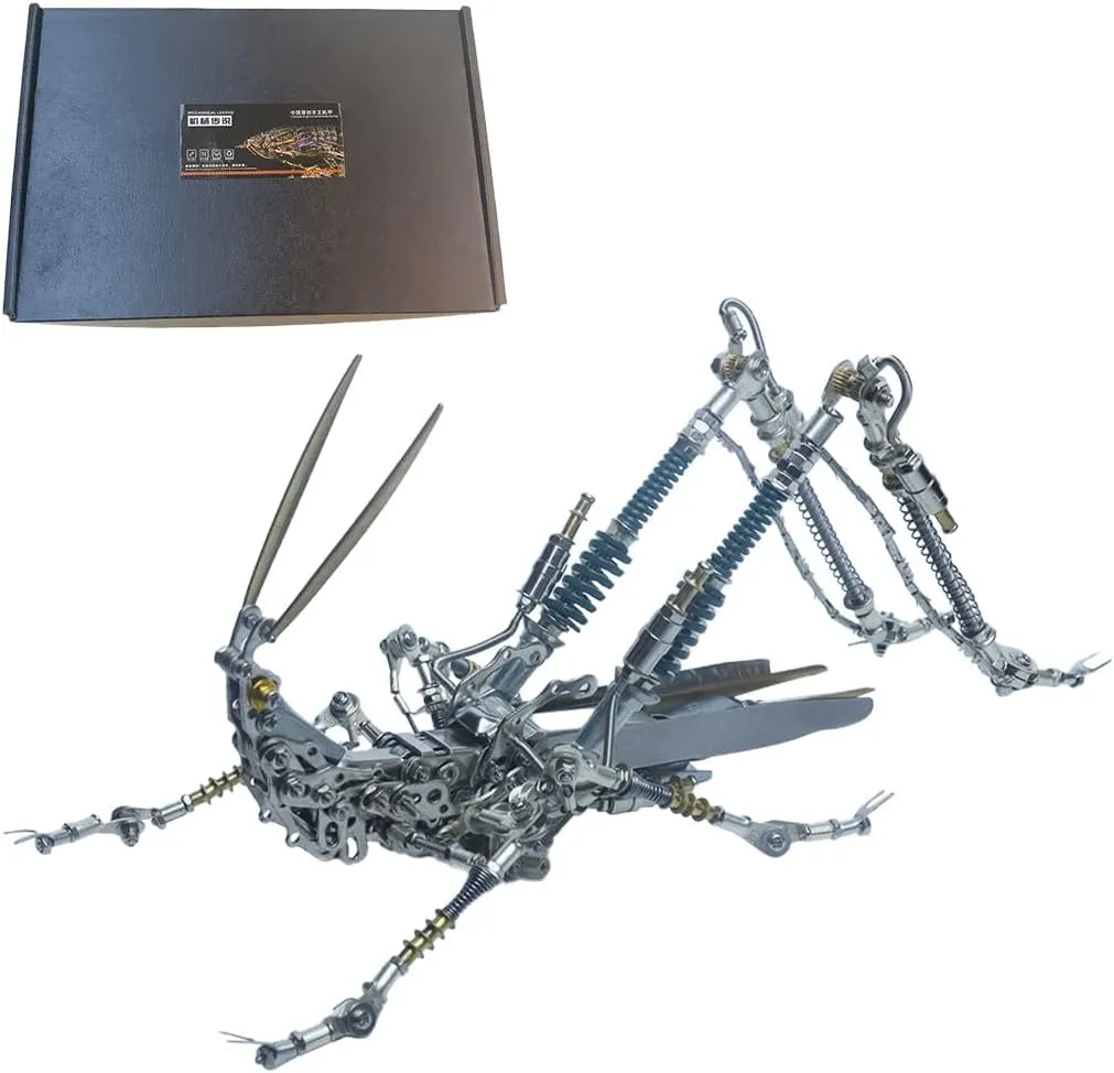 Metal Puzzle for Adults, tantamount Grasshopper 3D Metal Model Kit 3D Steampunk Puzzle Grasshopper, 600 PCS DIY Assembly Animal Mechanical Grasshopper 3D Jigsaw Puzzle Birthday Gift 3D 