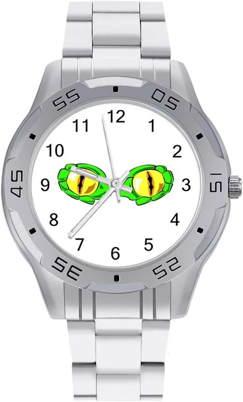 Metal Strap measurable female shipwright Simple Business Watches for Men Easy Reader Work Casual Watch Dinosaur Eyes Stainless Steel 