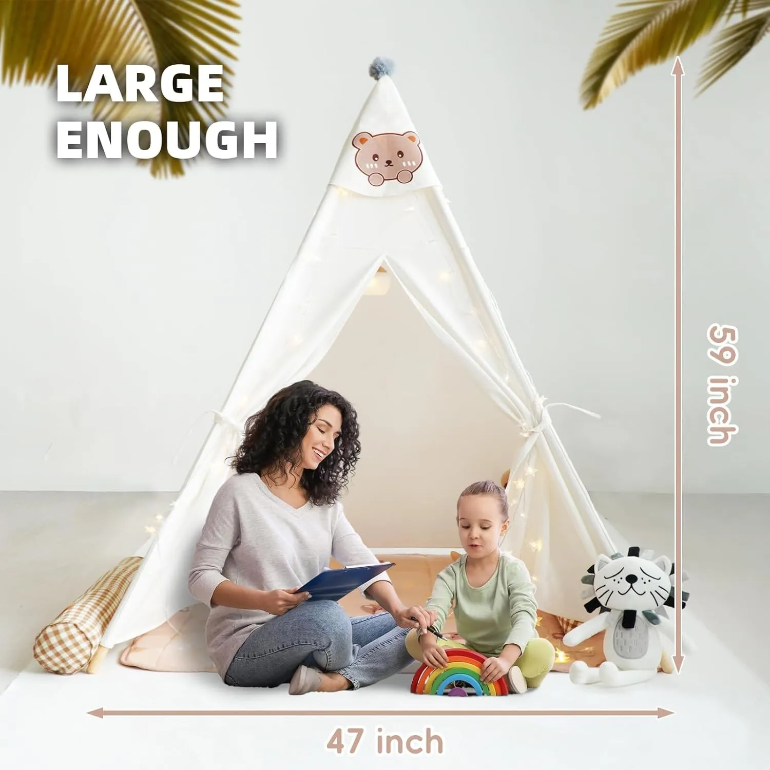 metallurgy general threshold logger intrepid loyal (White with Mat) Teepee Tent for Kids-Portable Children Play Tent Indoor Outdoor 