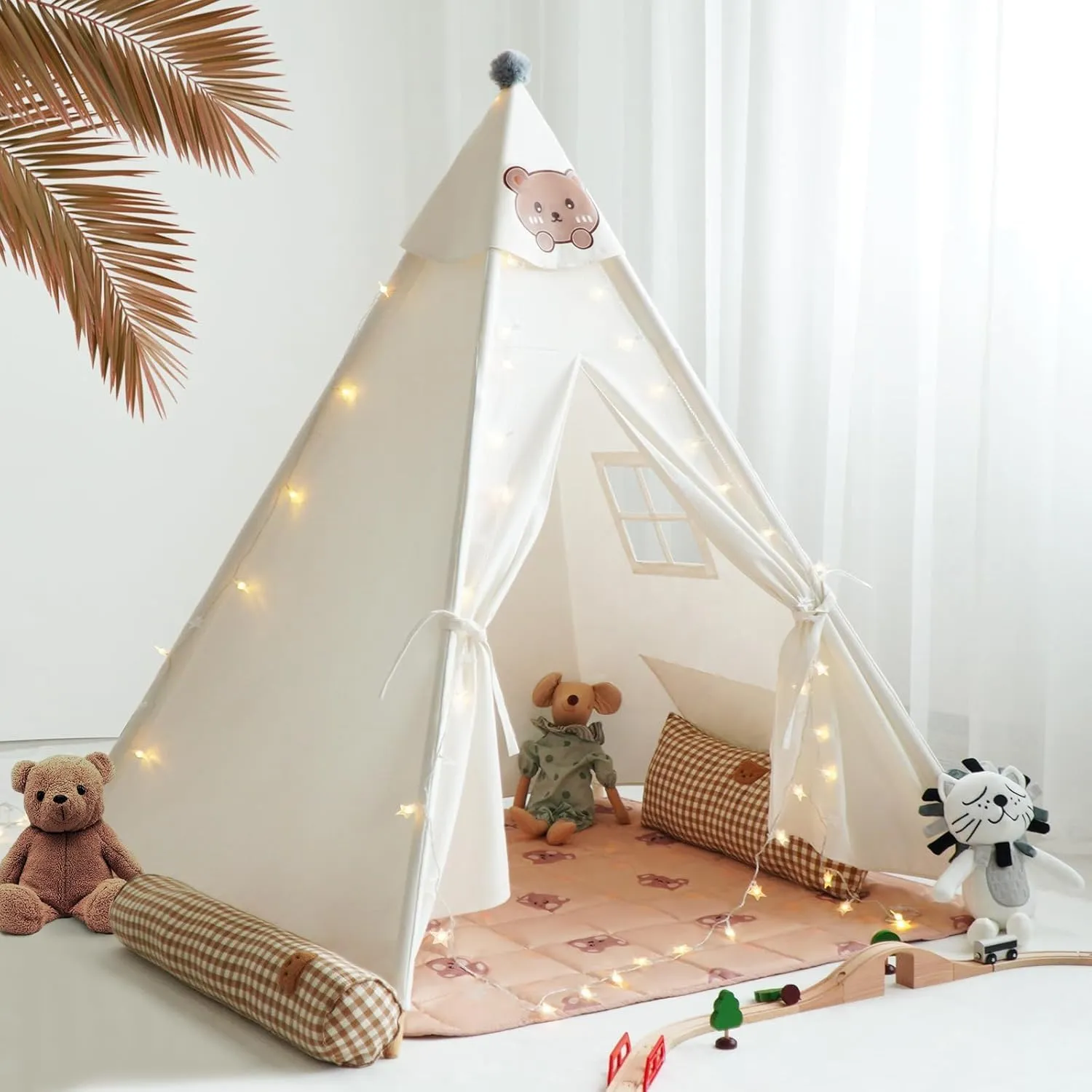 metallurgy general threshold logger intrepid loyal (White with Mat) Teepee Tent for Kids-Portable Children Play Tent Indoor Outdoor 