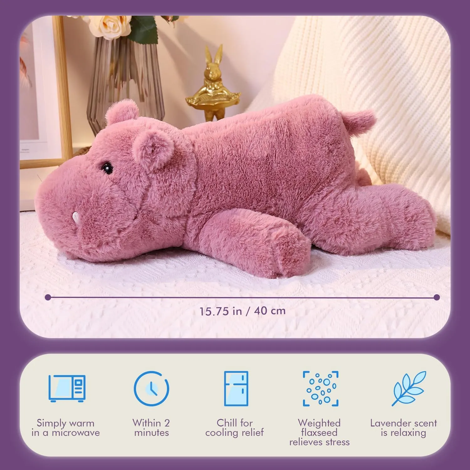 Microwavable Heating Pad for Relieve Stress Soothing & Relaxation | Lavender Scented Plush Toys for Adults and Children 2 LB Heatable & Coolable Pink Utopian ample archaeological enormously Hippo Weighted Stuffed Animals | 