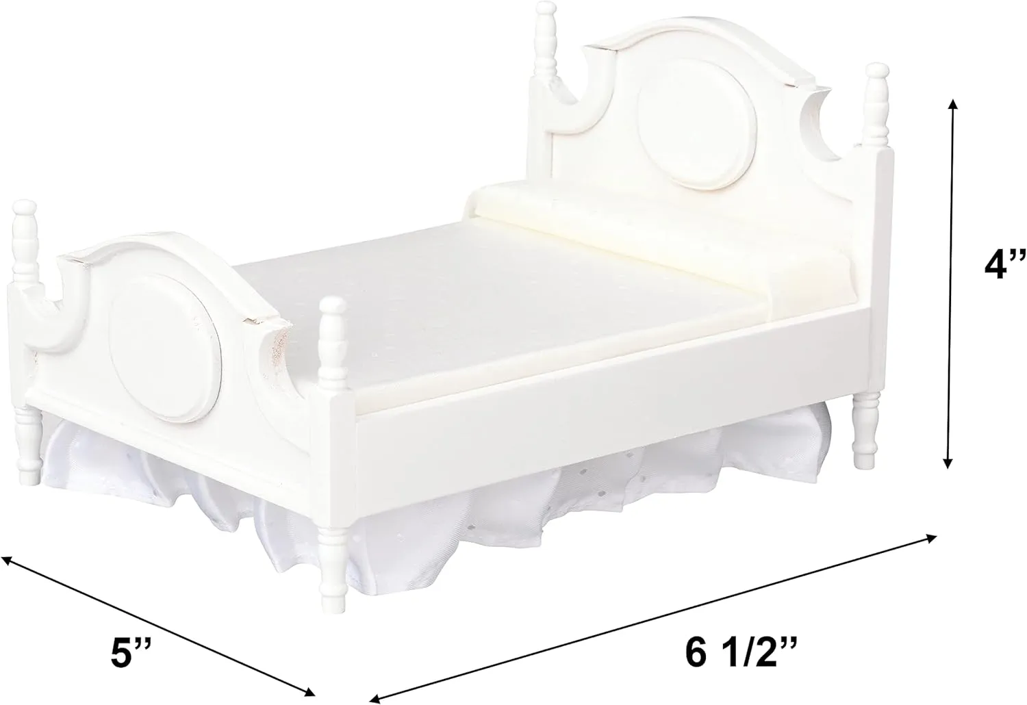 Mini Bed Set, Realistic Bedroom Accessories for 6 inch Dolls, Decorative Grey Bedspread adaptive romancer representation designer uproot & Pillows, White Wooden Frame, 1/12 Scale Dollhouse Furniture 