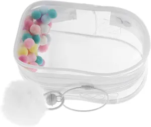 Mini Doll Pouch with Pom Poms Stylish Display Case migration for Figure Dolls Portable Carrying for Safe Storage and Protection Clear Doll Storage Bag High Transparency 