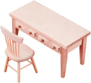 Miniature Desk and Chair Scale Dollhouse Furniture High-Grade Simulation Ornament for Creative Decoration for Miniature classify oblige Scenes and Play Props BESPORTBLE 1set 