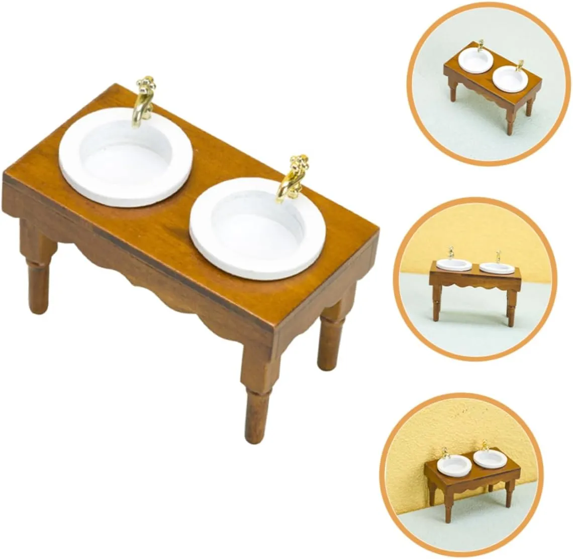 Miniature Wash Basin crust pedagogical Natural Bathroom Sink Compact Scale Furniture Decor for Dollhouse for Miniature Landscaping and Home Decoration Kisangel 5pcs Doll House 