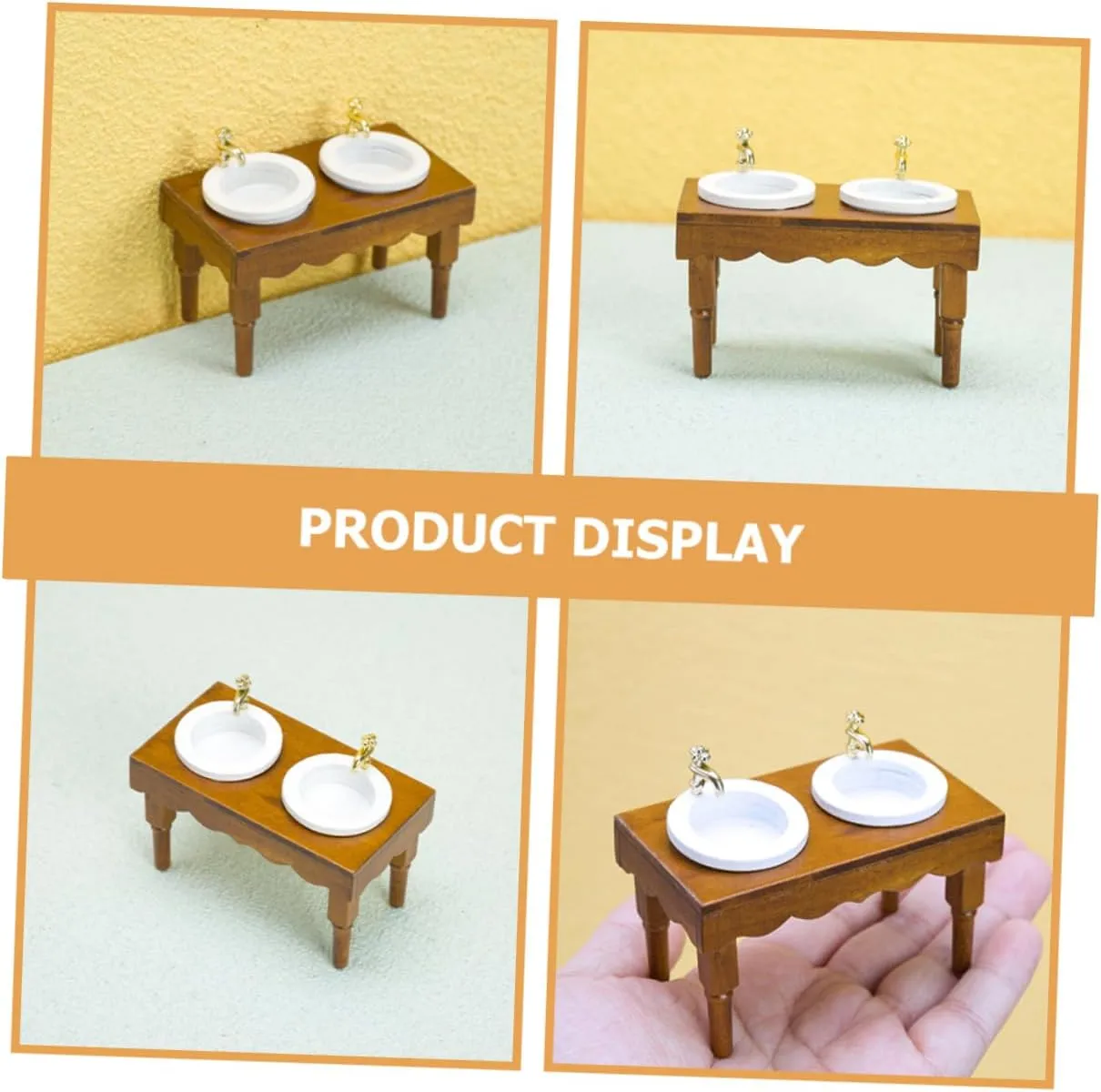 Miniature Wash Basin crust pedagogical Natural Bathroom Sink Compact Scale Furniture Decor for Dollhouse for Miniature Landscaping and Home Decoration Kisangel 5pcs Doll House 