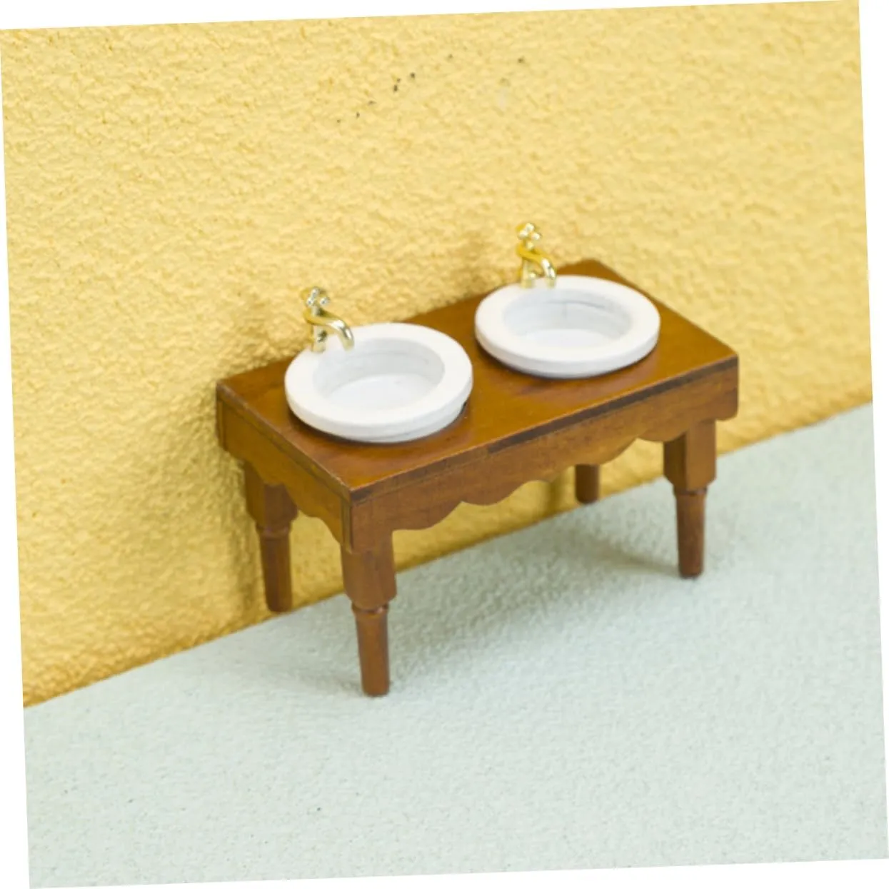 Miniature Wash Basin crust pedagogical Natural Bathroom Sink Compact Scale Furniture Decor for Dollhouse for Miniature Landscaping and Home Decoration Kisangel 5pcs Doll House 