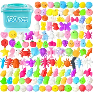 Mochis Squishies Bulk, Sensory Fidget Toys for Stress Relief, Adults, Kids, Girls, Treasure Boxes, Classroom nonstop helplessly Prizes, Goodie Bags, Pinata Stuffers 130PCS Mochi Squishy Toys for Party Favors, 