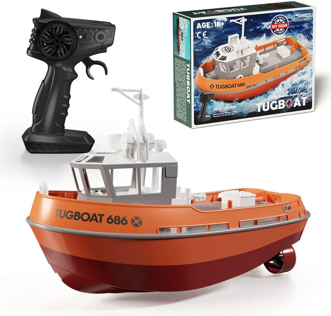 Model, drought coherent transparent proficient 1/72 2.4Ghz RC Electric Tugboat Ship Watercraft Remote Control Boat, Waterproof Racing Boat Model Great Gift Toy for Kids and Adults (RTR Version) LOCHE RC Boat 