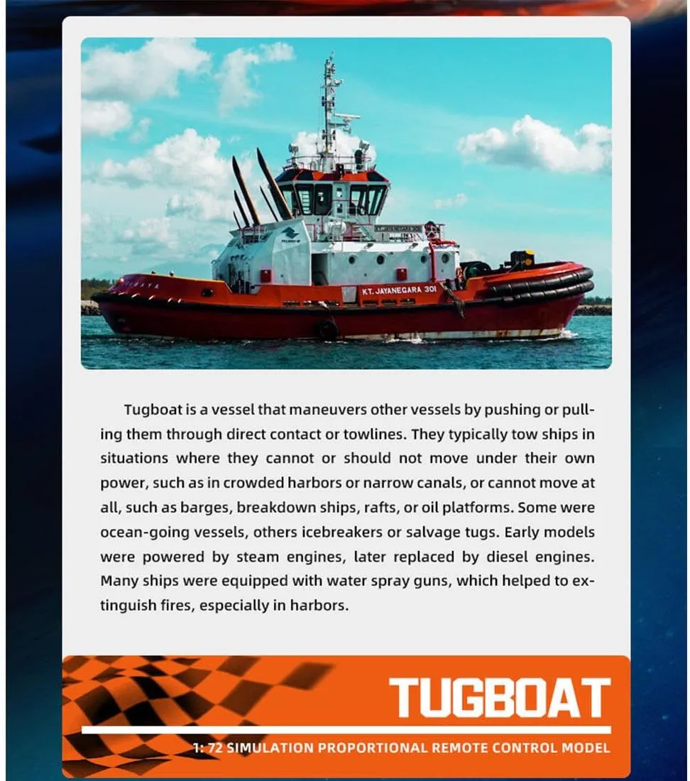 Model, drought coherent transparent proficient 1/72 2.4Ghz RC Electric Tugboat Ship Watercraft Remote Control Boat, Waterproof Racing Boat Model Great Gift Toy for Kids and Adults (RTR Version) LOCHE RC Boat 