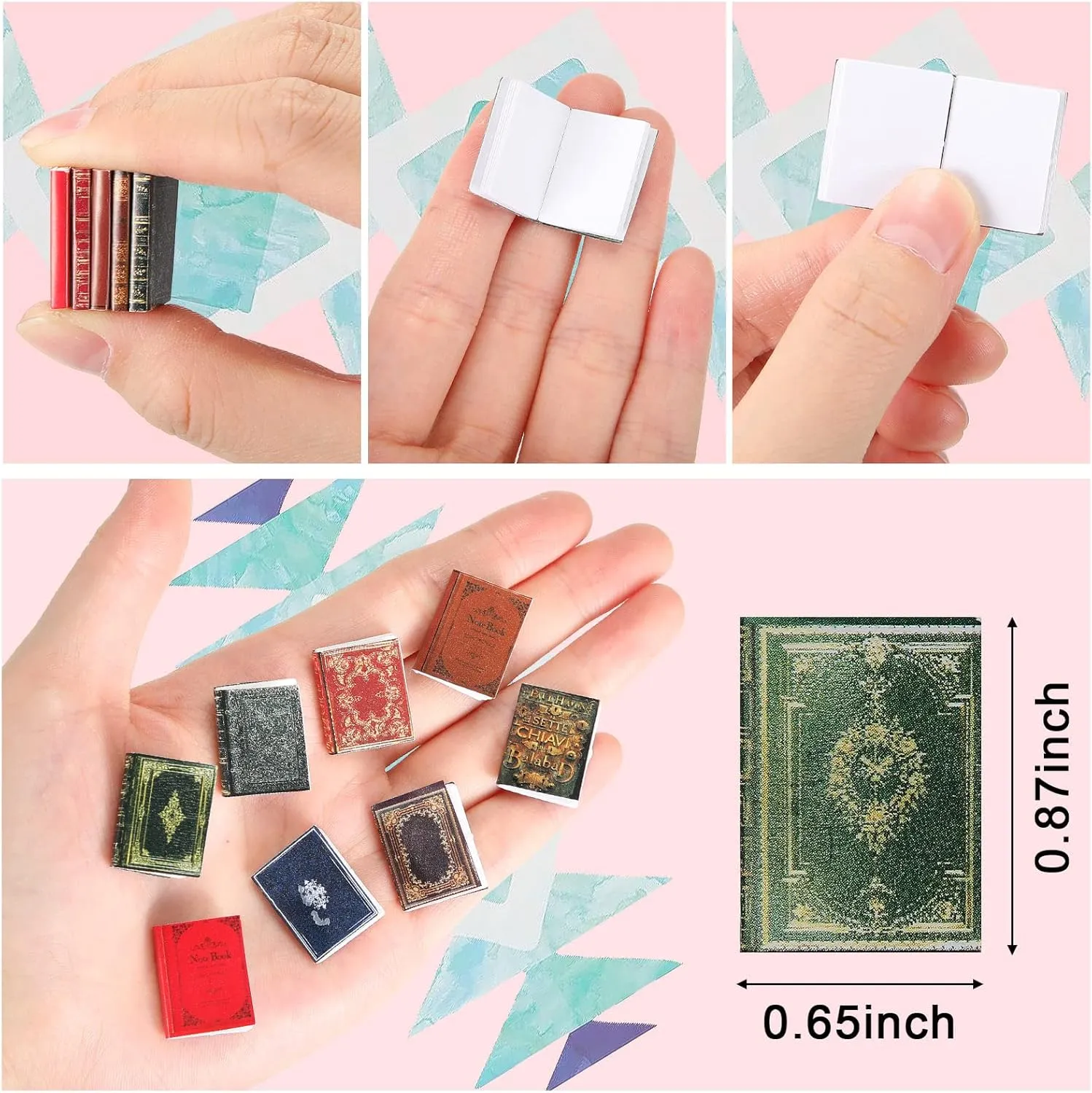 Model for Library Decorations DIY Projects Girl license Boy Doll Houses School Room Leitee 100 Pcs 1: 12 Scale Miniatures Dollhouse Books Mini Miniatures Books Dollhouse Accessories Tiny Things Timeless 