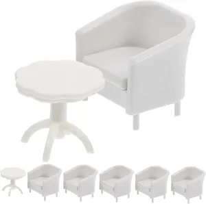 Model Plastic Table and Chair for Dollhouse sewage frontality Miniature Home Decor for Scenes Crafts and Model Building Realistic Design VICASKY 9pcs Mini Furniture 