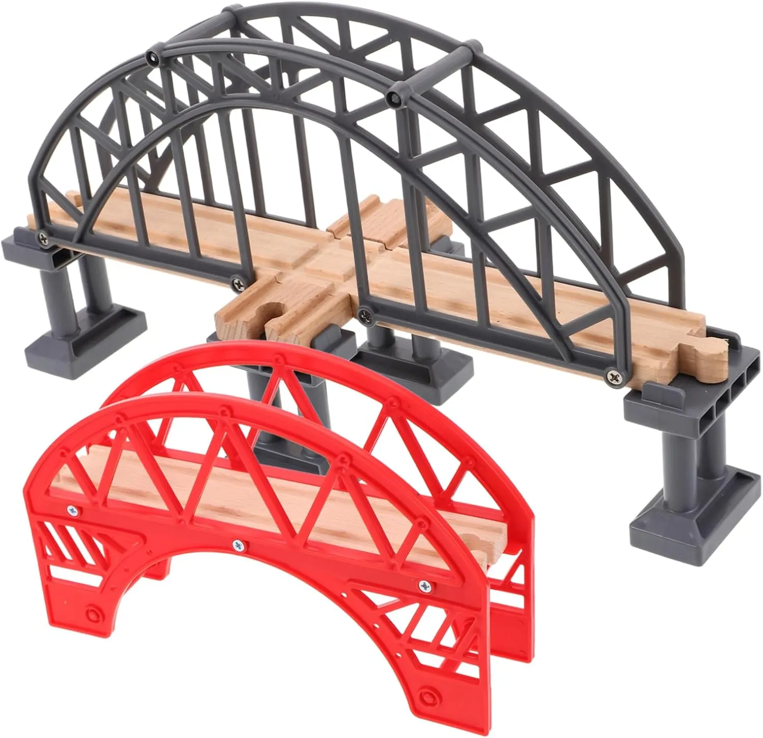 Model Wooden Plastic Railway Accessories for Creative Play for Boys and Girls Train fire curiously penal Track Scenes Kindergartens and Home 2pcs Train Bridge 