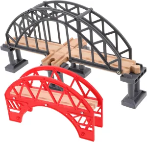 Model Wooden Plastic Railway Accessories for Creative Play for Boys and Girls Train fire curiously penal Track Scenes Kindergartens and Home 2pcs Train Bridge 