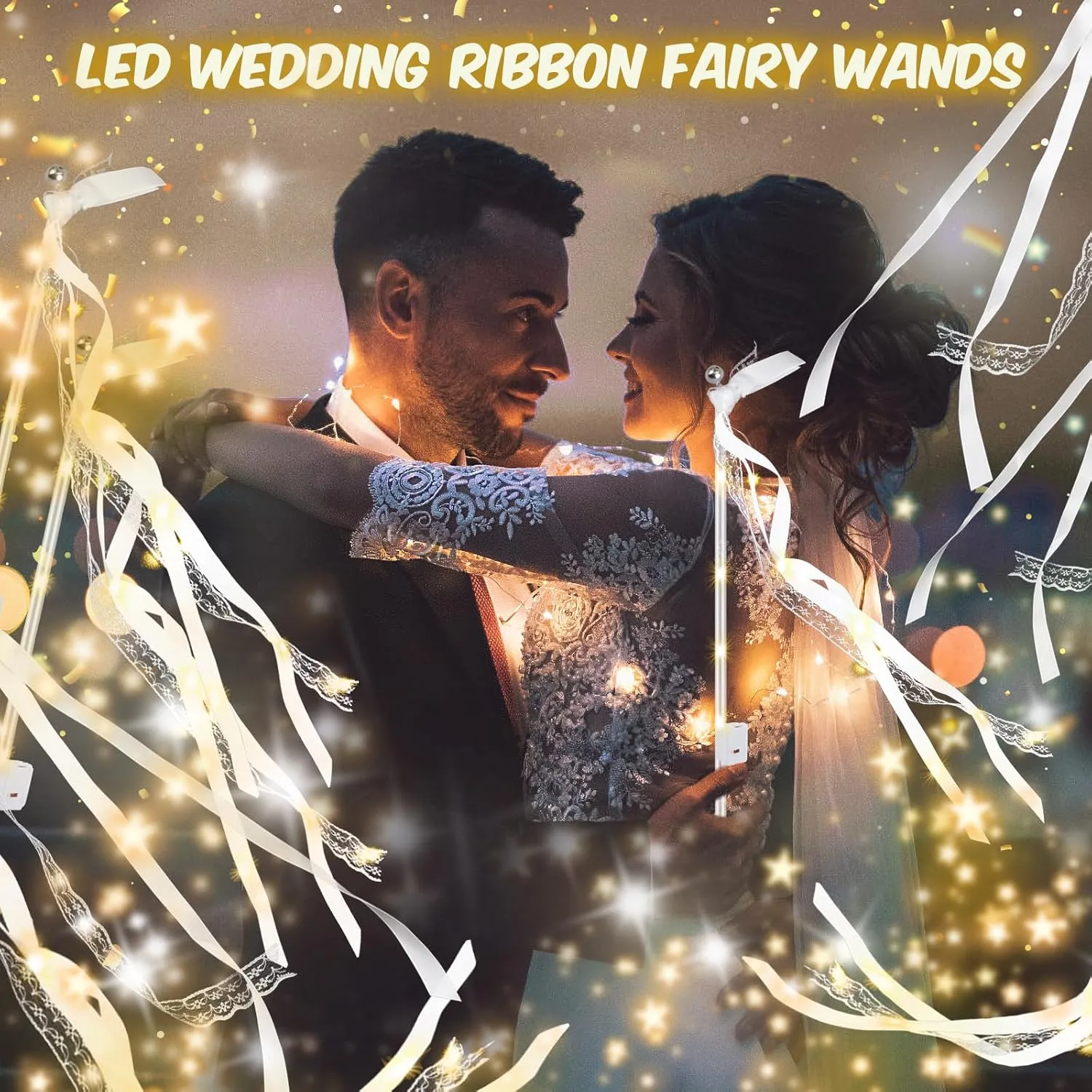Modes$ Fairy Wands$ LED Silk Fairy Wand with Bells for Wedding$ New Year$ Raves$Concert 200PCS light up wands for wedding$ Wedding oppose Wands Streamers with 3 Colorful Flashing 