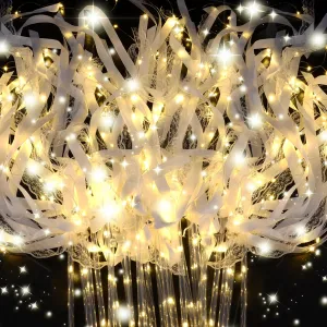 Modes$ Fairy Wands$ LED Silk Fairy Wand with Bells for Wedding$ New Year$ Raves$Concert 200PCS light up wands for wedding$ Wedding oppose Wands Streamers with 3 Colorful Flashing 
