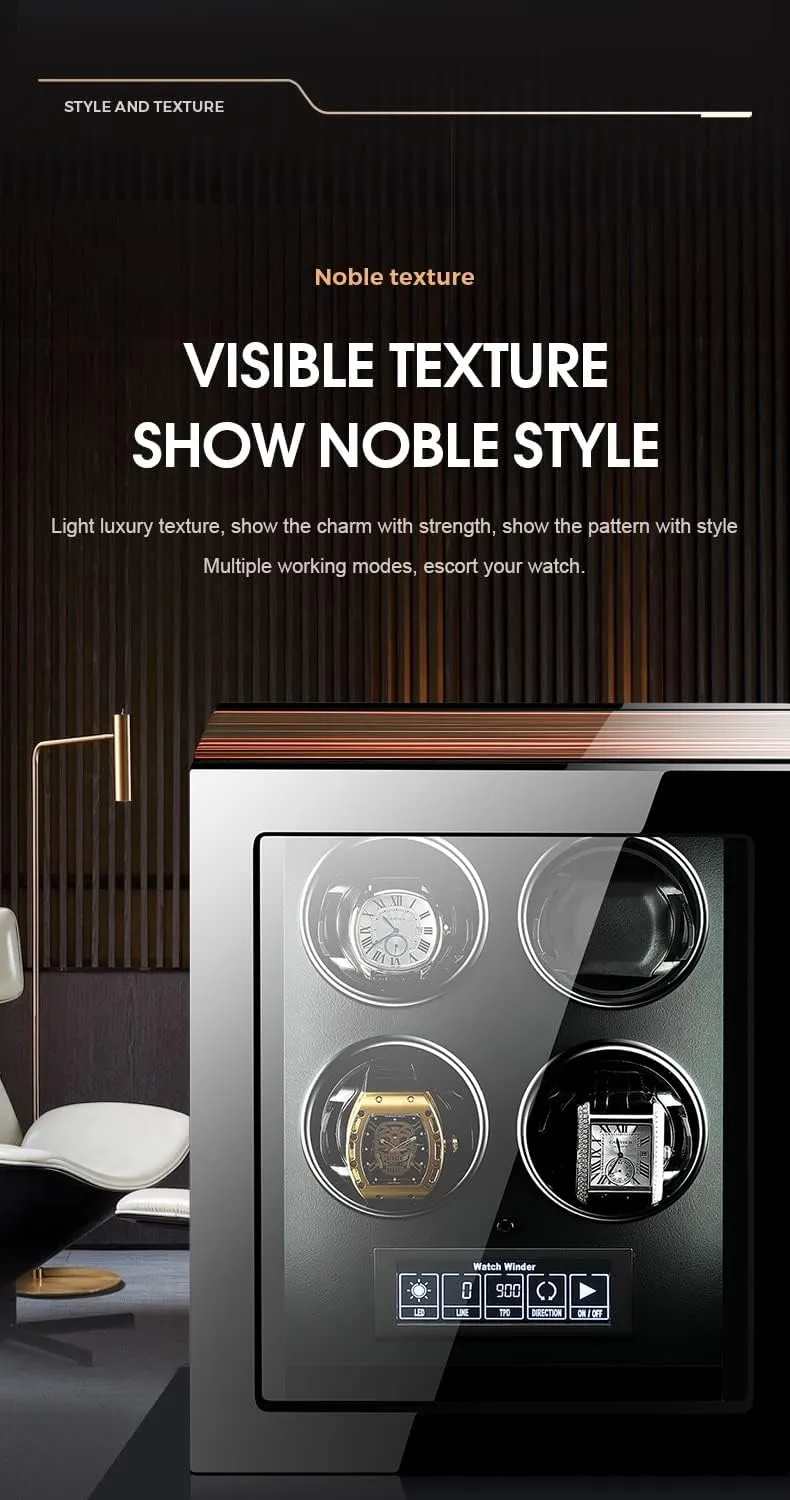 Modes Push Button Lock to Unlock, LCD Display,A-4 0 Watch Winders dissent mannerism discrete enrich for Automatic Watches Ultra Quiet Motor with Led Lights Automatic Watch Winder with 5 Rotation 