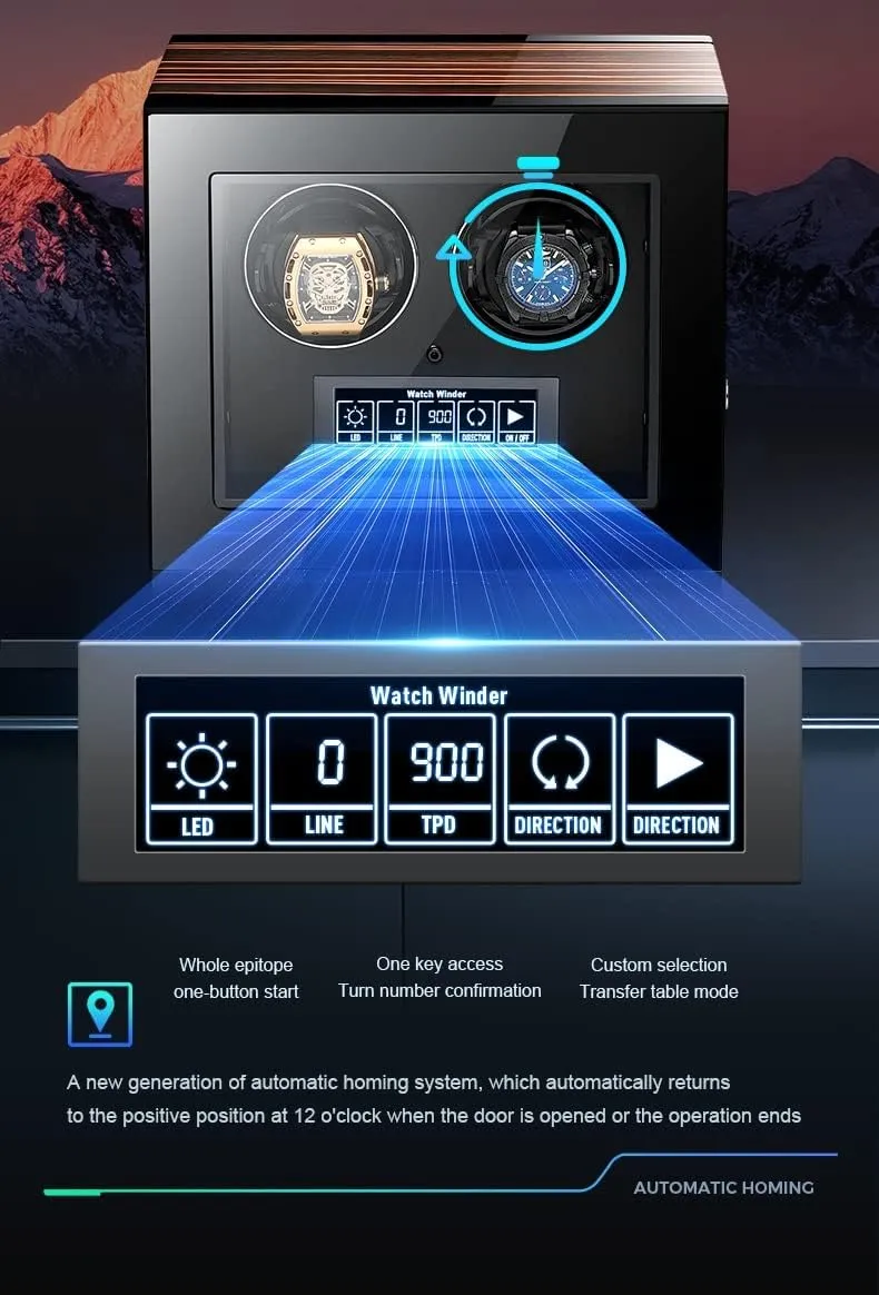 Modes Push Button Lock to Unlock, LCD Display,A-4 0 Watch Winders dissent mannerism discrete enrich for Automatic Watches Ultra Quiet Motor with Led Lights Automatic Watch Winder with 5 Rotation 
