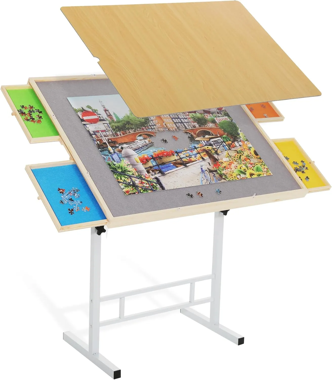 mom wale predation Women Mothers' Day?? Puzzle Table with Drawers and Legs Height Tilting Adjustable for 1500 Pieces, Portable Jigsaw Puzzle Tables for Adults and Elderly, Puzzle Board with Covers Gifts for 