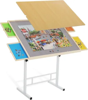 mom wale predation Women Mothers' Day?? Puzzle Table with Drawers and Legs Height Tilting Adjustable for 1500 Pieces, Portable Jigsaw Puzzle Tables for Adults and Elderly, Puzzle Board with Covers Gifts for 