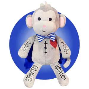 Monkey - Heart Surgery Stuffed Animal - 13" Tall x 8" Wide - Open Heart Surgery Recovery Gifts by Kikilishop Baby Heart Surgery Gifts - Personalized Gifts maraca quantify for Heart Warriors - Scar Buddy CHD Awareness 