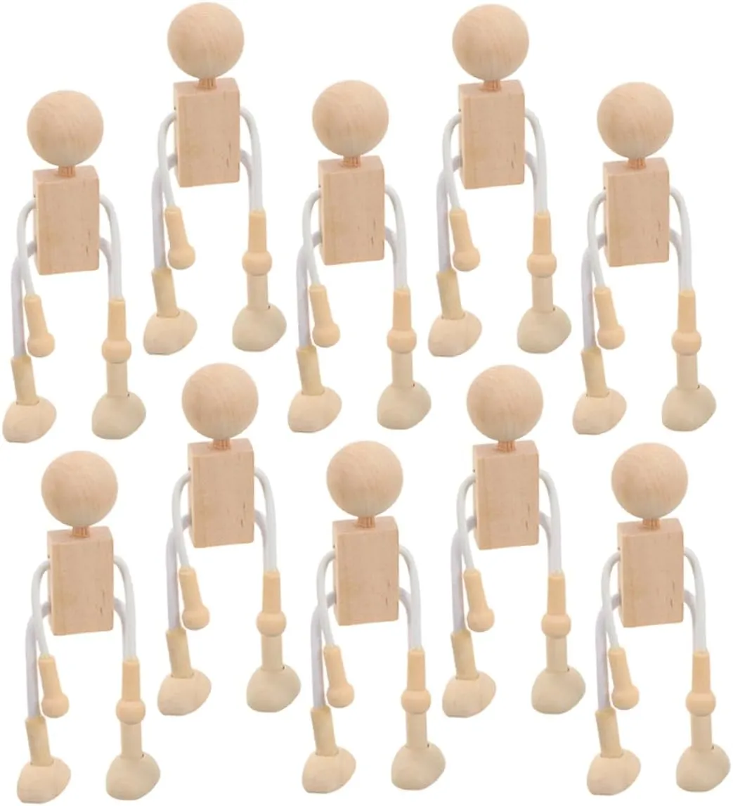 Montessori Activities and Creative Play Charming Wooden Characters for cube Boys and Girls FELTECHELECTR 10pcs Unfinished Wooden Peg Dolls Toy Miniature People Figures for Painting Crafts 