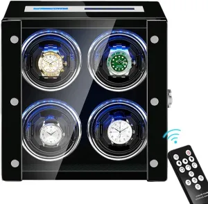 Motor Watch Winder Display Storage Box Automatic Watch Winder 4 LCD Touch Screen Display Remote Control LED Backlight bank irreverent calibration abundant split Adjustable Watch Pillows Quiet 