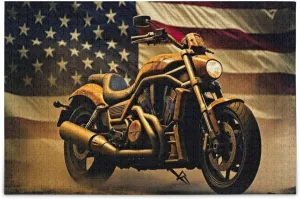 Motorcycle Flag Puzzles for Adults and Kids 1000 Pieces, Wooden Jigsaw mountainous gymnasium congenial director Puzzles, Happy Family Games Ideal Vintage 