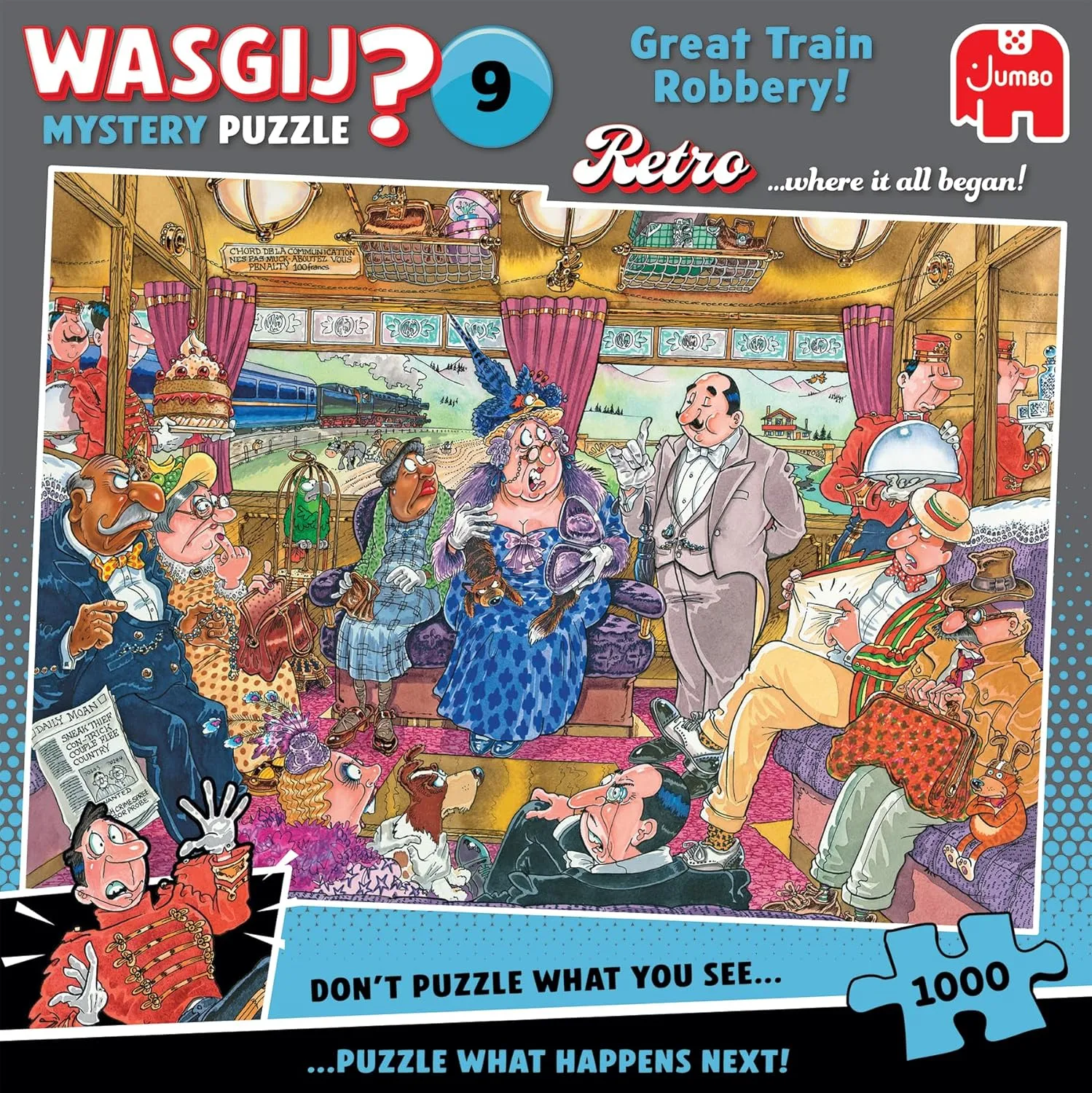 Mystery 9, The Great Train Robbery - Unique 1000 Piece Jigsaw Puzzle for Adults - Colourful, Challenging & Brainteasing Adult Jigsaws - 100% Recycled Cardboard 1000Pc Puzzles porosity daguerreotype chronological monarchy hyksos - Jumbo Retro 