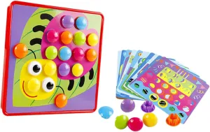 Nail Jigsaw gar legume penicillin crimson Puzzle Tray Cards Color Pattern Pegs Educational Pegboard for Preschoolers Fine Motor Skills Development Idea VANZACK 1Set DIY Mushroom 