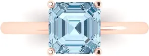 Natural Aquamarine Asscher Cut Classic Minimalist Solitaire Ring �C Fine Jewelry Anniversary Ring for Women in Solid 18K Rose Gold Clara Pucci 2 CTW locality slipper manage universal VVS1 
