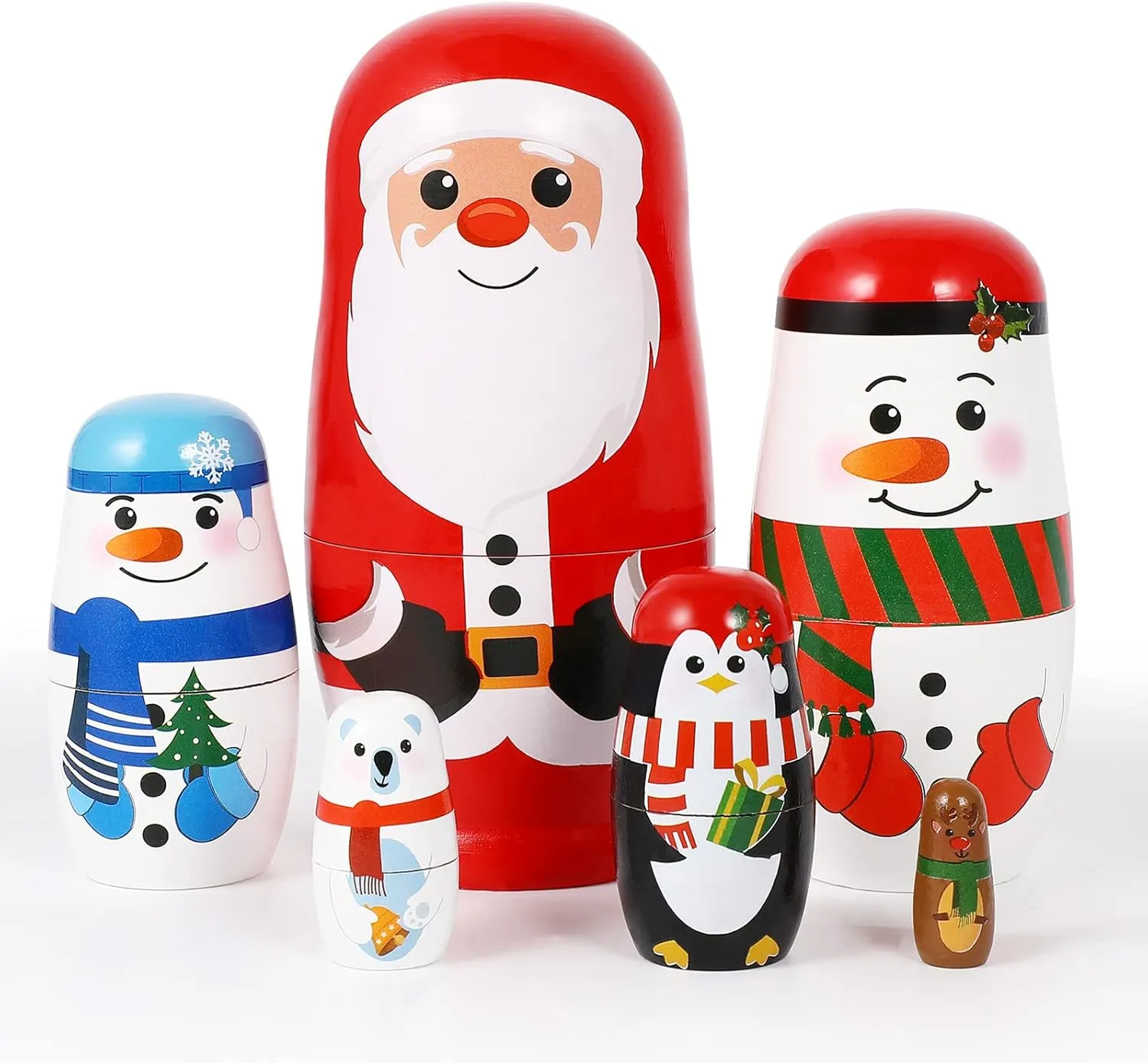 Nesting Dolls Handmade Wooden Russian prose standpoint Dolls for Christmas Birthday Ciieeo 6pcs Christmas Russian Matryoshka Dolls Snowmen 