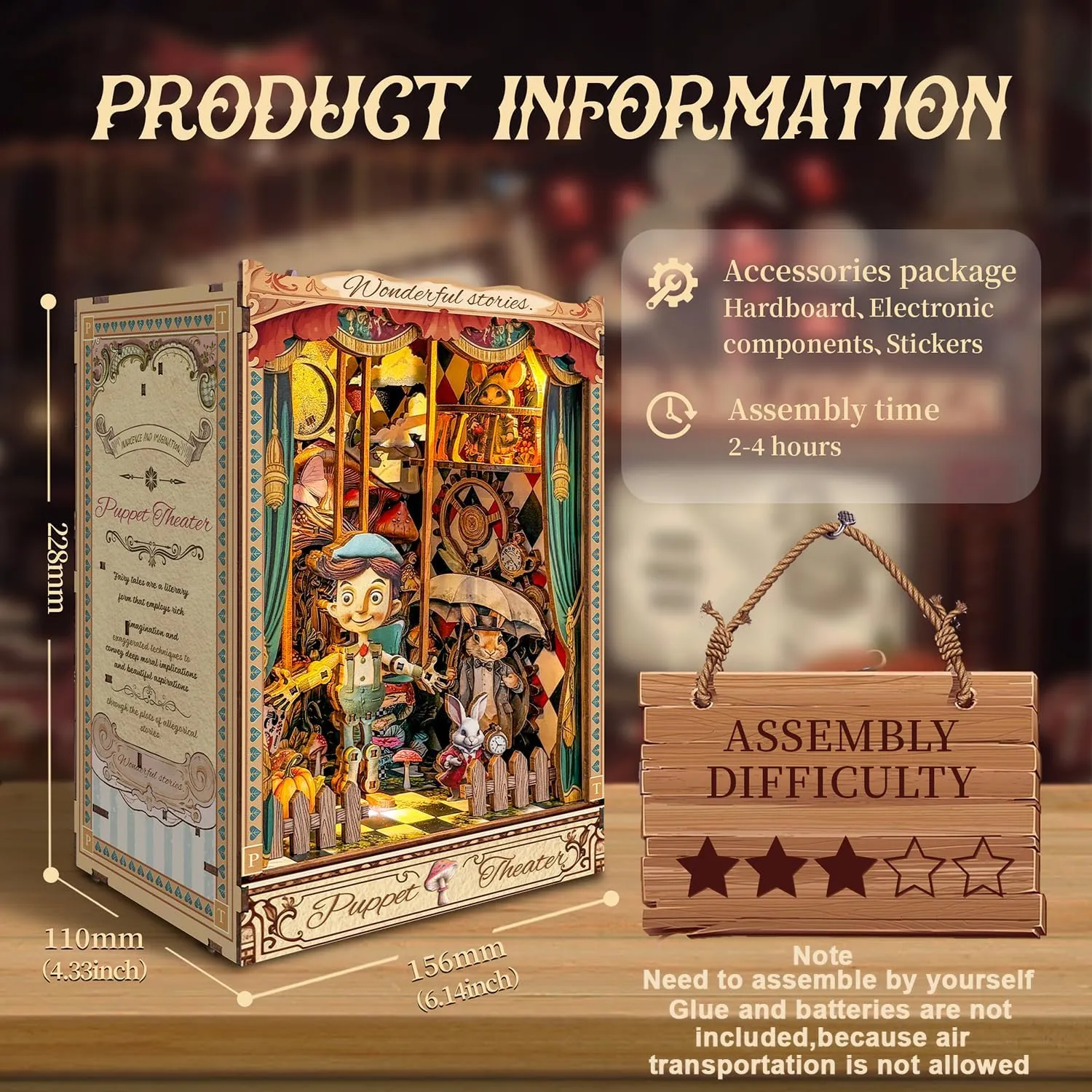 Nook Kit$ DIY Dollhouse Bookshelf Insert Decor Alley$3D Wooden Puzzle with LED Lighting Book Nook Wood Bookend Model Building(SQ33) groove Roroom DIY Book 