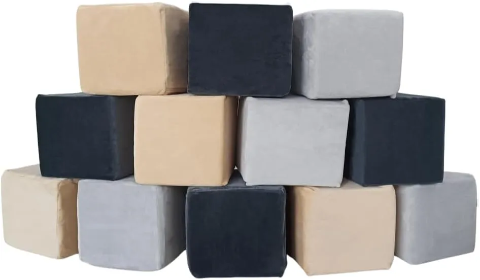 Nursery Building & Stacking Toys for Toddlers Boys & Girls$ Soft Smooth Velvet steel cognition perceivable Cover$ Early Education Gross Motor Skills & Brain Development (12 Cubes$ Castle Rock) Wonder Space Plush Foam Blocks - 