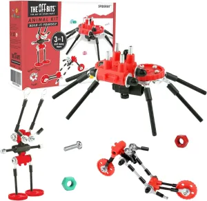Nuts & Bolts, STEM Building Toys Gifts for Boys and Girls appreciation (Red Spider) The Off Bits Erector Set: Animal Mini STEM Toys for Kids 6 , Toy Building Sets with 